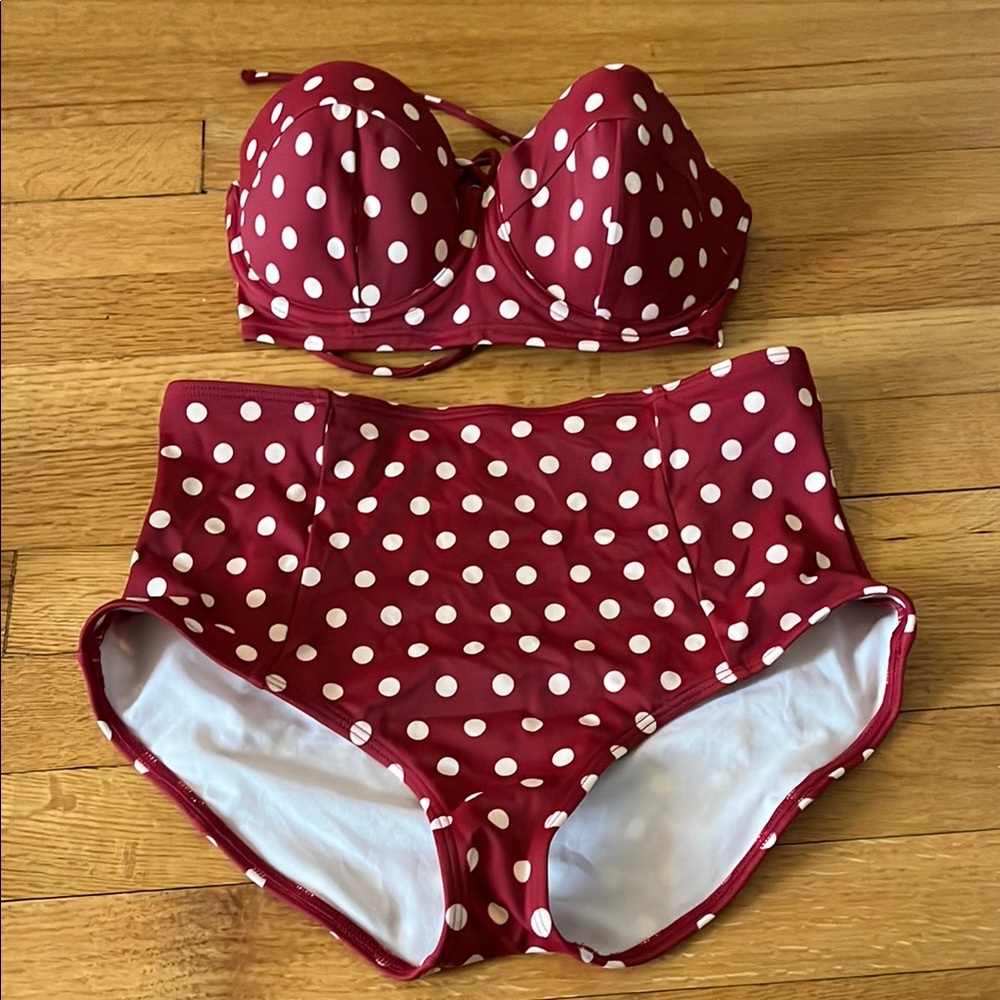Red Polka Dot Bikini Set